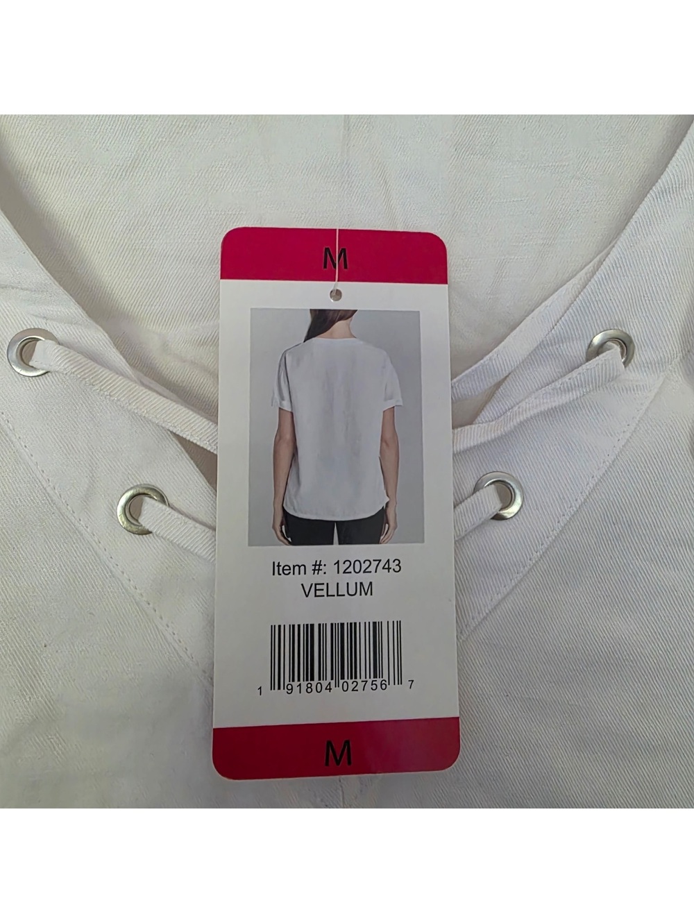 Matty M women’s white short-sleeve lace-up V-neck blouse Medium - Picture 6 of 6